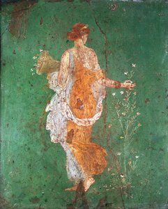 Lente, meisje bloemen plukkend, uit de villa van Varano in Stabiae, c.15 v.Chr.-60 n.Chr.